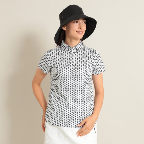 幾何学フラワープリントクールマックスカノコシャツ (WOMENS)